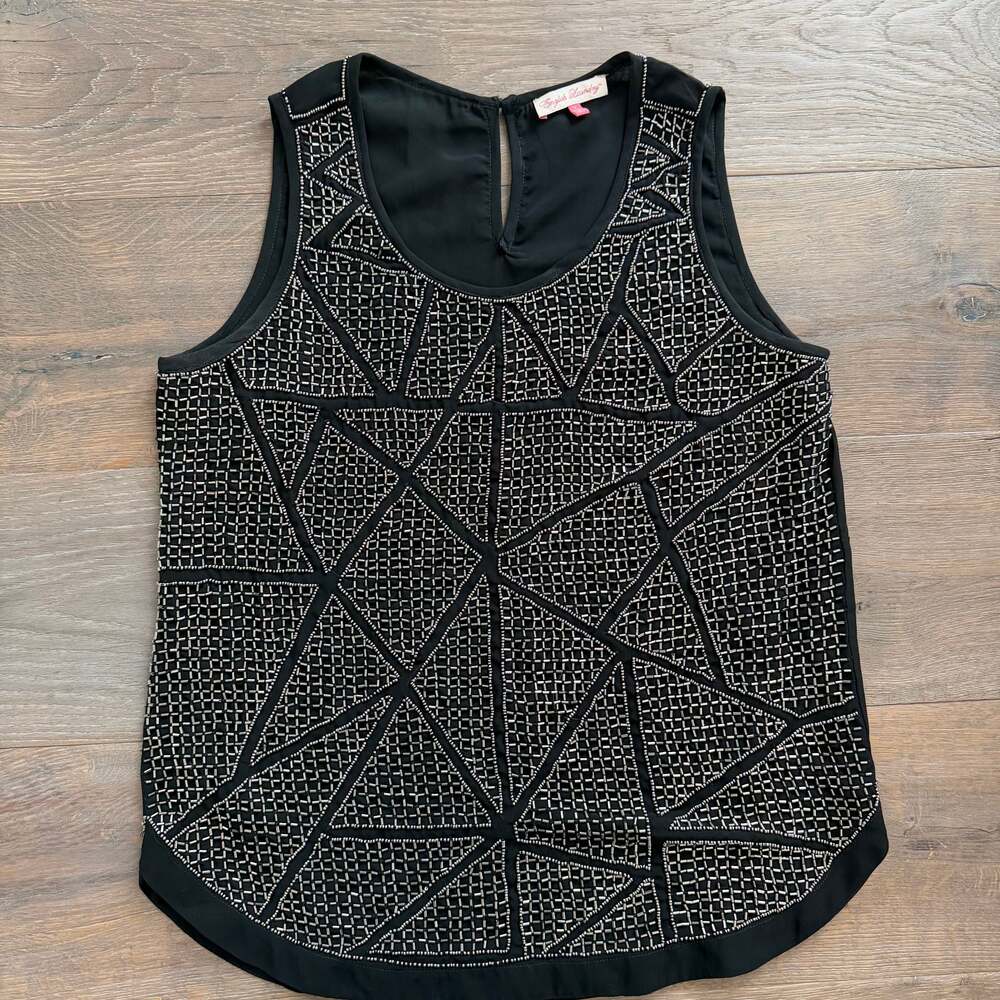 Engligh Laundry Embellished black studded dressy tank Top Women's Size L